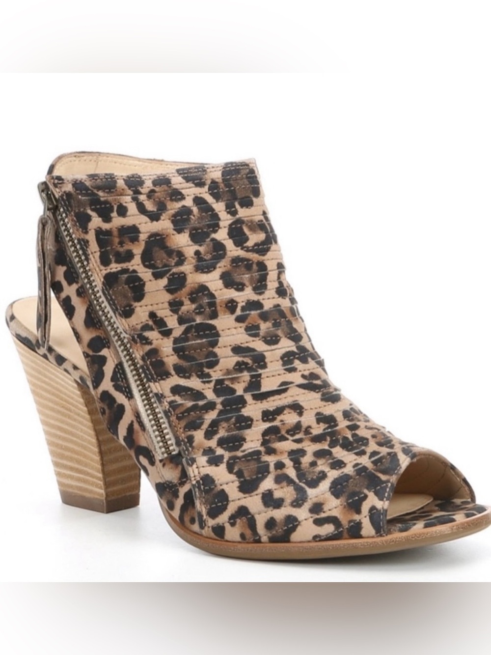 Paul Green Cayanne Leather Peep Toe Sandal Booties Sz 6.5 Leopard Boho Luxury
